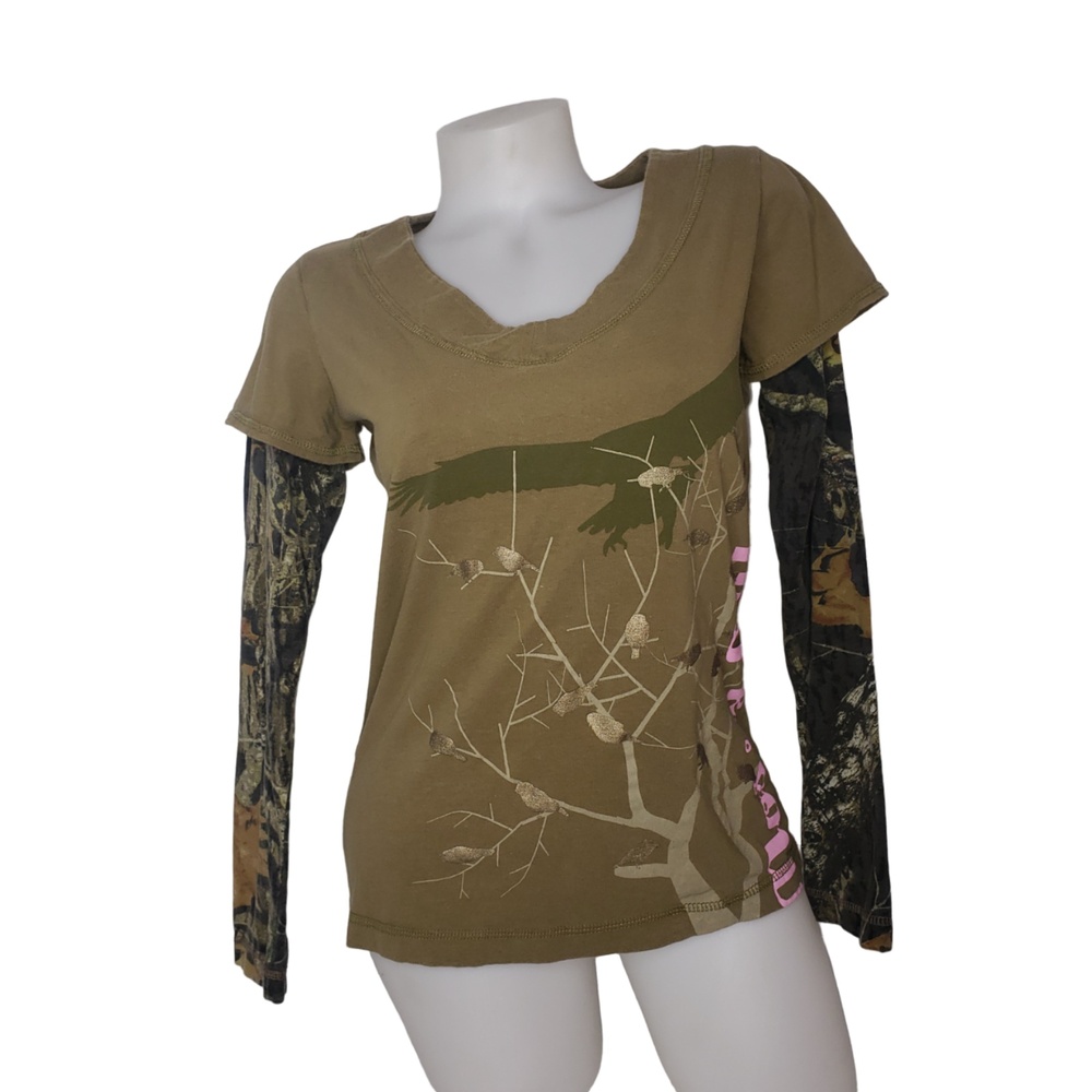 MOSSY OAK Camo Eagle Tree Print Long Sleeve T Shirt Size Medium